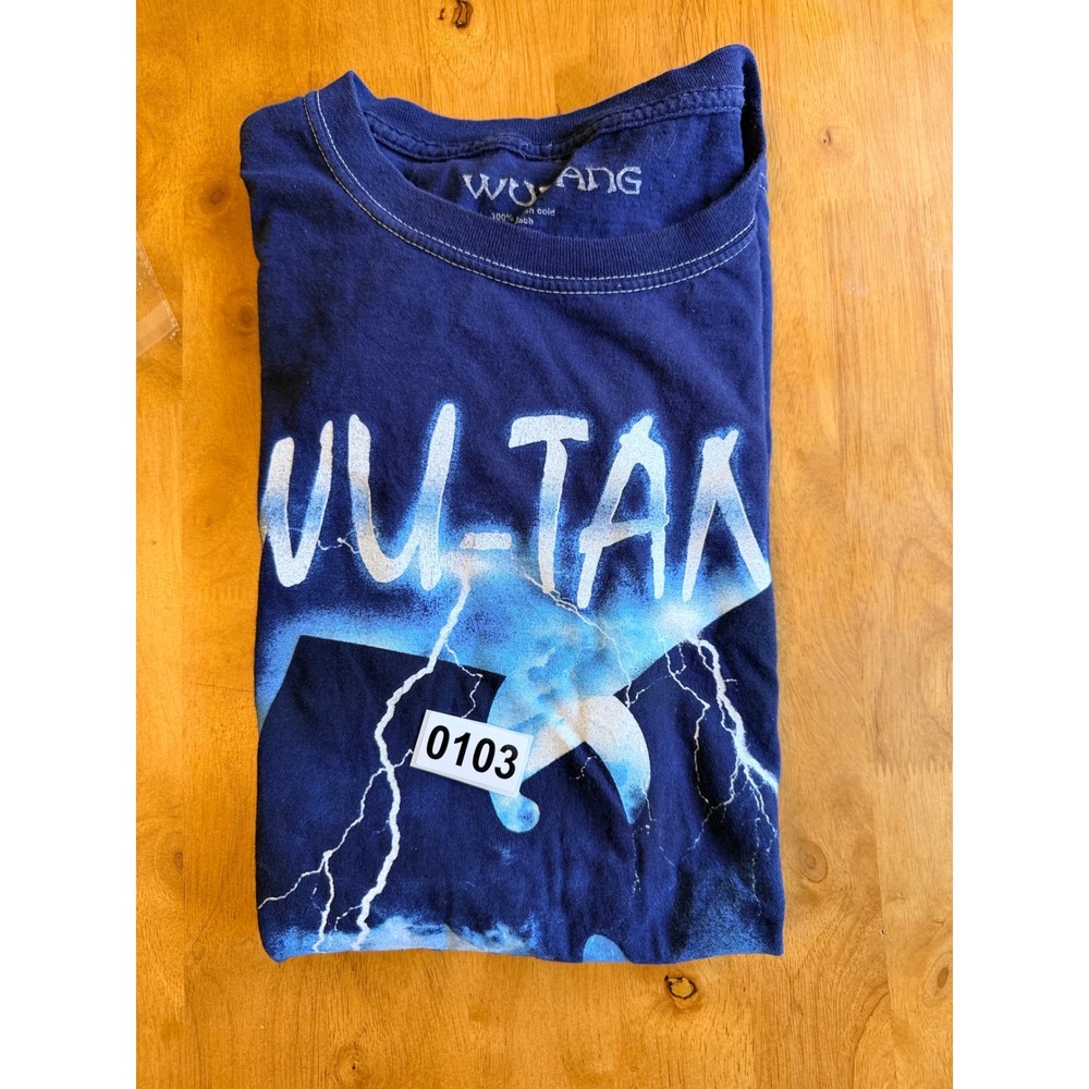Wu-Tang Clan Mens Blue Lightning Logo NYC Skyline Graphic T-Shirt Medium - Picture 6 of 6